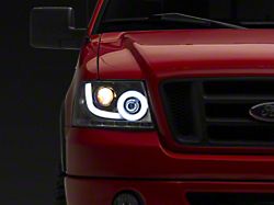 Raxiom Axial Series Halo Headlights with LED Bar; Black Housing; Clear Lens (04-08 F-150)