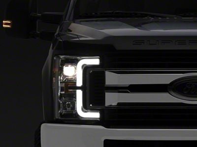 Raxiom Axial Series LED DRL Projector Headlights; Chrome Housing; Clear Lens (17-19 F-350 Super Duty w/ Factory Halogen Headlights)