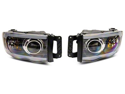 Raxiom Axial Series LED Projector Headlights with Sequential LED Bar; Black Housing; Clear Lens (03-05 RAM 2500)