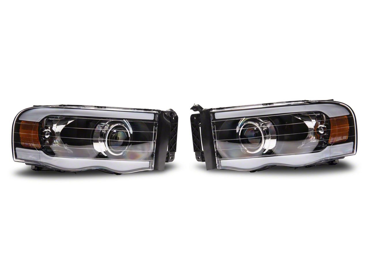 Raxiom Ram Axial Series Proejctor Headlights With Sequential Led Bar Black Housing Clear