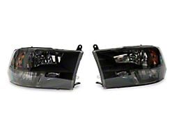 Raxiom Axial Series Euro Style Headlights with Dual Bulb; Black Housing; Clear Lens (10-18 RAM 3500 w/ Factory Halogen Non-Projector Headlights)