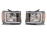 Raxiom Axial Series Headlights with Sequential LED Bar; Black Housing; Clear Lens (07-13 Sierra 1500)