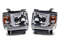 Raxiom Axial Series Projector Headlights; Chrome Housing; Clear Lens (15-16 Sierra 2500 HD w/ Factory Halogen Headlights)