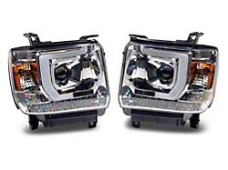 Raxiom Axial Series Projector Headlights; Chrome Housing; Clear Lens (15-16 Sierra 3500 HD w/ Factory Halogen Headlights)