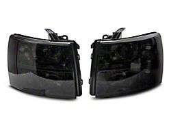 Raxiom Axial Series OEM Style Replacement Headlights; Chrome Housing; Smoked Lens (07-14 Silverado 3500 HD)