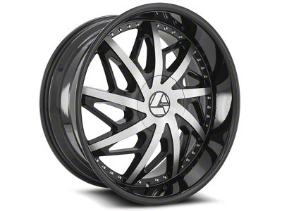 Azara AZA-510 Gloss Black and Machined 6-Lug Wheel; 22x9.5; 25mm Offset (23-25 Canyon)