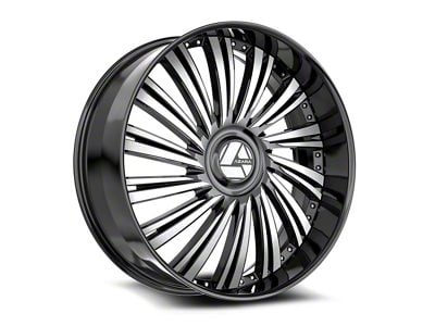 Azara AZX-102 Gloss Black and Machined 6-Lug Wheel; 28x9.5; 22mm Offset (23-25 Canyon)