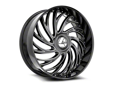 Azara AZX-101 Gloss Black and Milled 6-Lug Wheel; 30x9.5; 22mm Offset (19-25 Silverado 1500)