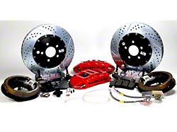 Baer Extreme+ Rear Big Brake Kit with 15-Inch Rotors; Fire Red Calipers (05-13 Silverado 1500 w/ Drum Brakes)