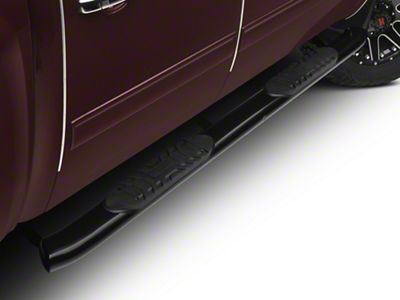 Barricade 5-Inch Oval Bent End Side Step Bars; Body Mount; Black (07-13 Silverado 1500)