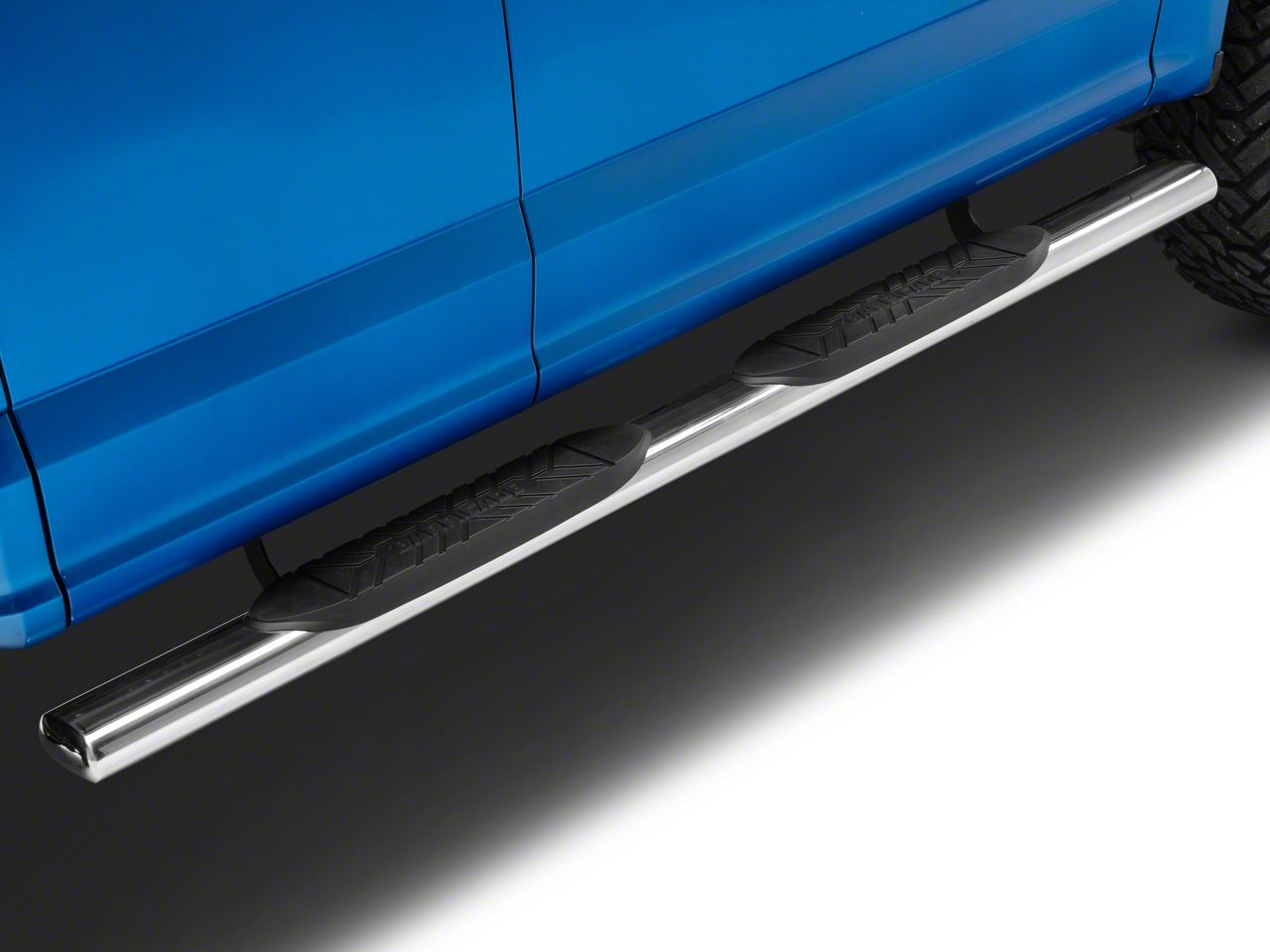 Barricade F150 ESeries 5Inch Straight End Side Step Bars; Stainless