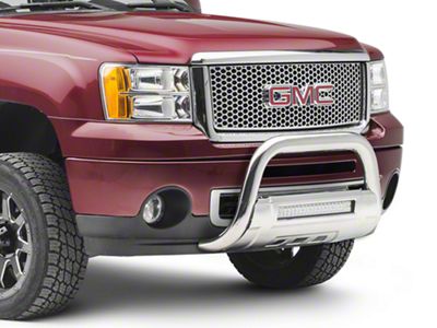 Barricade HD Bull Bar w/ Skid Plate & 20 Inch LED Dual-Row LED Light Bar; Polished SS (07-18 Sierra 1500)