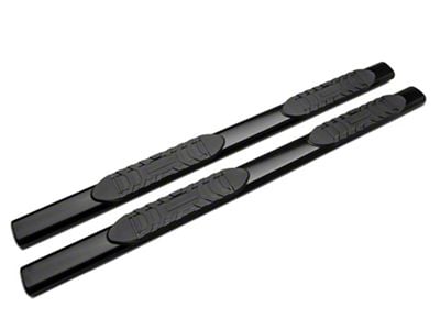 Barricade 5-Inch Oval Straight End Side Step Bars; Rocker Mount; Black (07-19 Sierra 3500 HD Extended/Double Cab)