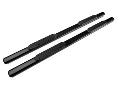 Barricade 4-Inch Oval Straight End Side Step Bars; Black (07-14 Silverado 3500 HD Crew Cab)