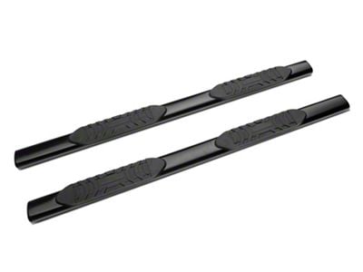 Barricade 5-Inch Oval Straight End Side Step Bars; Black (20-25 Silverado 3500 HD Double Cab)