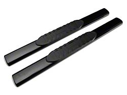 Barricade 5-Inch Oval Straight End Side Step Bars; Rocker Mount; Black (07-19 Silverado 3500 HD Regular Cab)