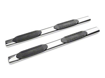 Barricade 5-Inch Oval Straight End Side Step Bars; Stainless Steel (20-24 Silverado 3500 HD Double Cab)