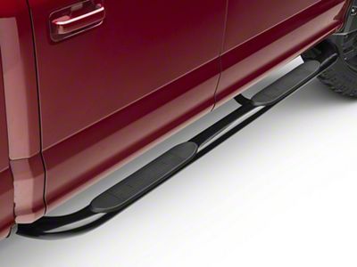 Barricade 4-Inch Oval 90 Degree Bent End Side Step Bars; Black (17-25 F-250 Super Duty SuperCrew)