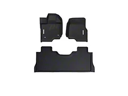 BaseLayer Custom-Fit All Weather Front and Rear Floor Liners with Gray Logo; Black (15-25 F-150 SuperCrew w/ Rear Under Seat Storage)