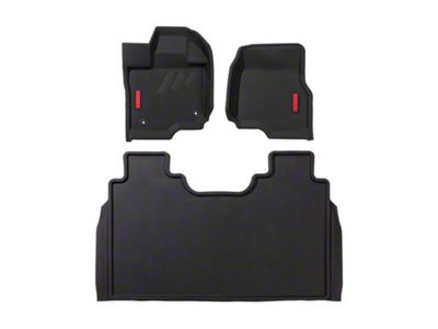 BaseLayer Custom-Fit All Weather Front and Rear Floor Liners with Red Logo; Black (15-24 F-150 SuperCrew)