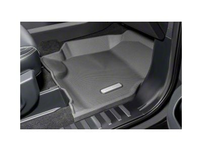 BaseLayer Custom-Fit All Weather Front Floor Liners with Gray Logo; Black (17-25 F-250 Super Duty SuperCab, SuperCrew)