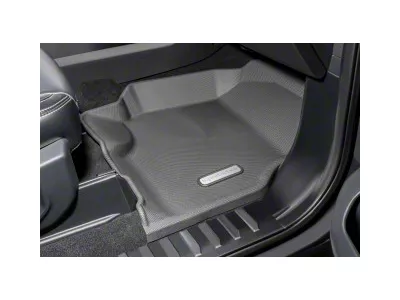 BaseLayer Custom-Fit All Weather Front Floor Liners with Gray Logo; Black (17-25 F-350 Super Duty SuperCab, SuperCrew)