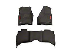 BaseLayer Custom-Fit All Weather Front and Rear Floor Liners with Red Logo; Black (09-18 RAM 1500 Crew Cab)