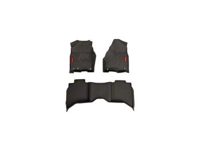 BaseLayer Custom-Fit All Weather Front and Rear Floor Liners with Red Logo; Black (09-18 RAM 1500 Crew Cab)