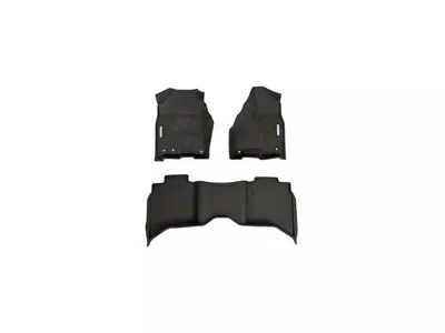 BaseLayer Custom-Fit All Weather Front and Rear Floor Liners with Gray Logo; Black (10-18 RAM 2500 Crew Cab)