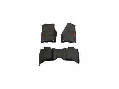 BaseLayer Custom-Fit All Weather Front and Rear Floor Liners with Red Logo; Black (10-18 RAM 2500 Crew Cab)