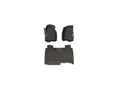 BaseLayer Custom-Fit All Weather Front and Rear Floor Liners with Gray Logo; Black (19-25 Sierra 1500 Crew Cab w/o Rear Under Seat Storage)