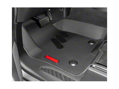 BaseLayer Custom-Fit All Weather Front and Rear Floor Liners with Red Logo; Black (19-25 Sierra 1500 Crew Cab w/ Rear Under Seat Storage)