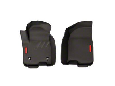 BaseLayer Custom-Fit All Weather Front Floor Liners with Red Logo; Black (19-25 Sierra 1500 Double Cab, Crew Cab)