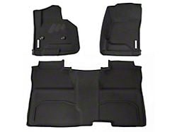 BaseLayer Custom-Fit All Weather Front and Rear Floor Liners with Gray Logo; Black (14-18 Sierra 1500 Crew Cab)