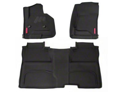 BaseLayer Custom-Fit All Weather Front and Rear Floor Liners with Red Logo; Black (14-18 Sierra 1500 Crew Cab)