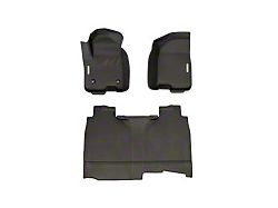 BaseLayer Custom-Fit All Weather Front and Rear Floor Liners with Gray Logo; Black (20-25 Sierra 2500 HD Crew Cab w/o Rear Under Seat Storage)