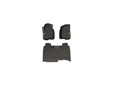 BaseLayer Custom-Fit All Weather Front and Rear Floor Liners with Gray Logo; Black (20-25 Sierra 2500 HD Crew Cab w/o Rear Under Seat Storage)