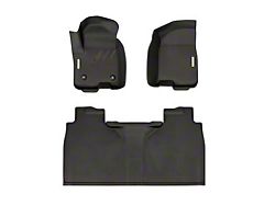 BaseLayer Custom-Fit All Weather Front and Rear Floor Liners with Gray Logo; Black (20-25 Sierra 2500 HD Crew Cab w/ Rear Under Seat Storage)