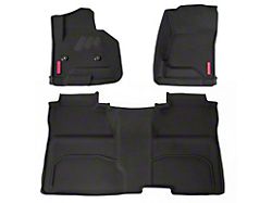 BaseLayer Custom-Fit All Weather Front and Rear Floor Liners with Red Logo; Black (15-19 Sierra 3500 HD Crew Cab)