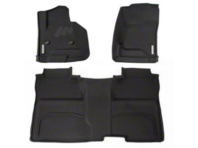 BaseLayer Custom-Fit All Weather Front and Rear Floor Liners with Gray Logo; Black (14-18 Silverado 1500 Crew Cab)