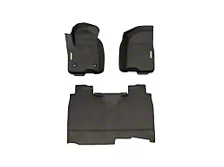 BaseLayer Custom-Fit All Weather Front and Rear Floor Liners with Gray Logo; Black (19-25 Silverado 1500 Crew Cab w/o Rear Under Seat Storage)