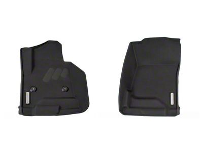 BaseLayer Custom-Fit All Weather Front Floor Liners with Gray Logo; Black (14-18 Silverado 1500 Double Cab, Crew Cab)