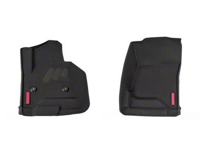 BaseLayer Custom-Fit All Weather Front Floor Liners with Red Logo; Black (14-18 Silverado 1500 Double Cab, Crew Cab)