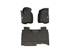 BaseLayer Custom-Fit All Weather Front and Rear Floor Liners with Gray Logo; Black (20-25 Silverado 2500 HD Crew Cab w/o Rear Under Seat Storage)