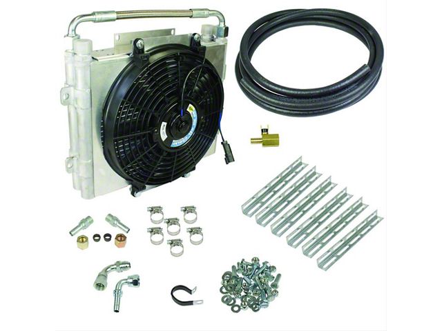 BD Power Xtrude Double Stacked Transmission Cooler with Fan and 1/2-Inch Lines (04-06 3.7L RAM 1500)