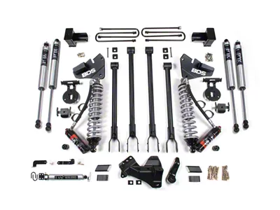 BDS 4-Inch 4-Link Suspension Lift Kit with 5-Inch Lift Blocks, FOX 2.5 Performance Elite Coil-Overs and 2.0 Performance Shocks (17-19 4WD 6.7L Powerstroke F-250 Super Duty w/ 3-Leaf Rear Springs)