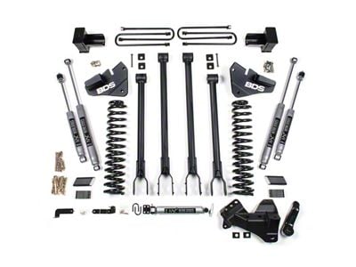 BDS 4-Inch 4-Link Suspension Lift Kit with 5-Inch Rear Lift Blocks and NX2 Nitro Shocks (17-19 4WD 6.7L Powerstroke F-250 Super Duty w/ 3-Leaf Rear Springs)