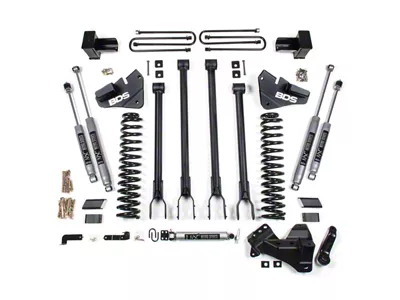 BDS 4-Inch 4-Link Suspension Lift Kit with Leaf Springs and FOX 2.0 Performance Shocks (17-19 4WD 6.2L F-250 Super Duty)