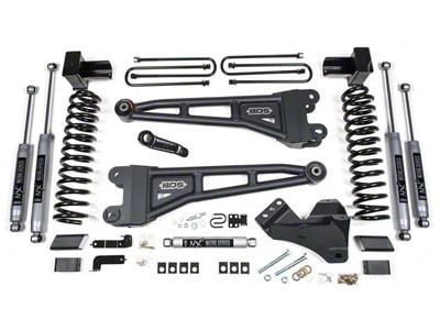 BDS 4-Inch Radius Arm Suspension Lift Kit with 5-Inch Lift Blocks and NX2 Nitro Shocks (17-19 4WD 6.7L Powerstroke F-250 Super Duty w/ 2-Leaf Rear Springs)