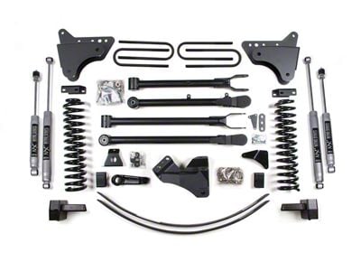 BDS 6-Inch 4-Link Suspension Lift Kit with 3-Inch Rear Lift Blocks, Add-A-Leaf and NX2 Nitro Shocks (05-07 4WD 5.4L, 6.8L F-250 Super Duty w/o Factory Overload Springs)